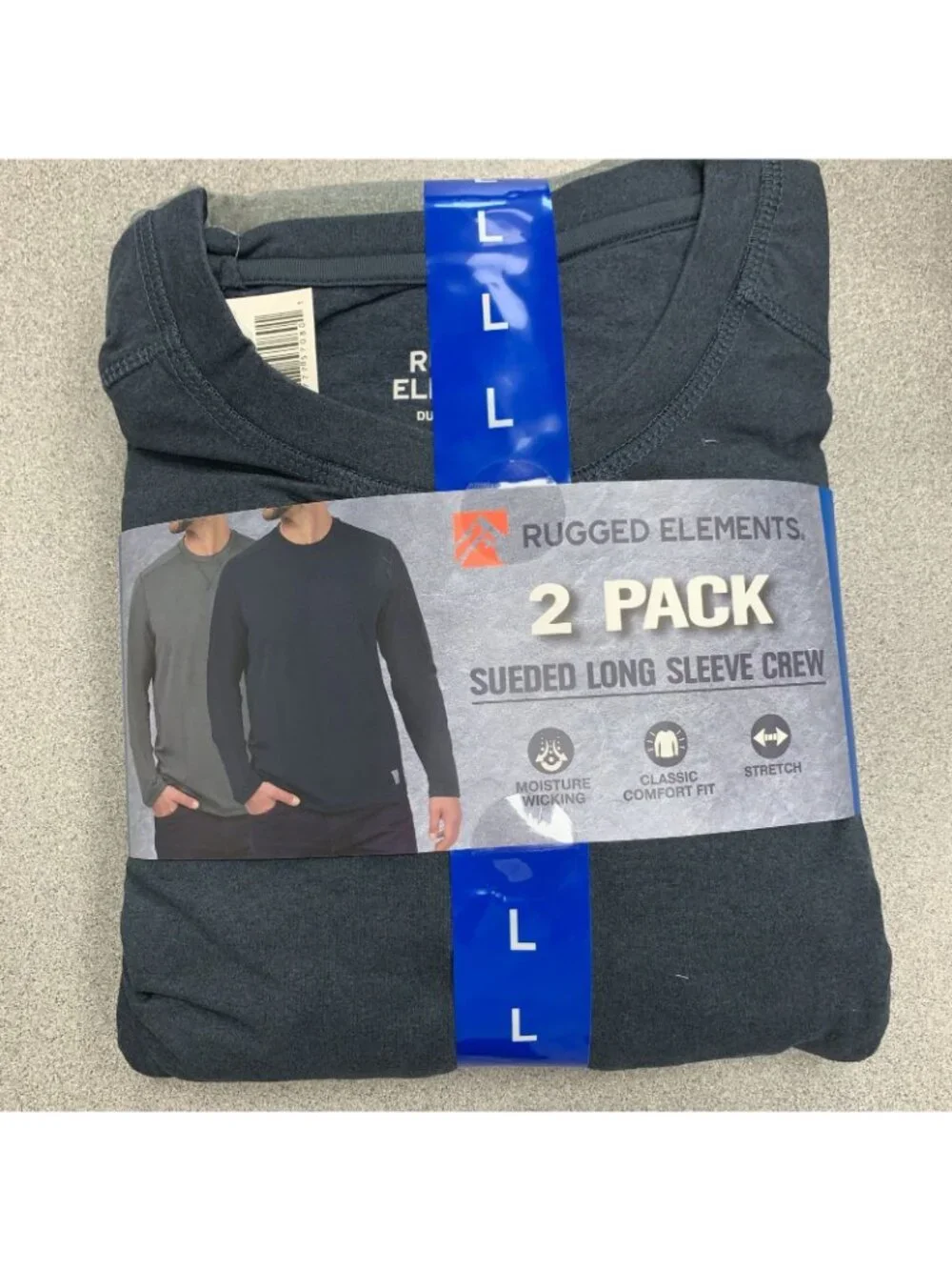 Rugged Elements Men's L 2-Pack Sueded Long Sleeve Sweatshirts Blue & Grey H2038 - Picture 3 of 8